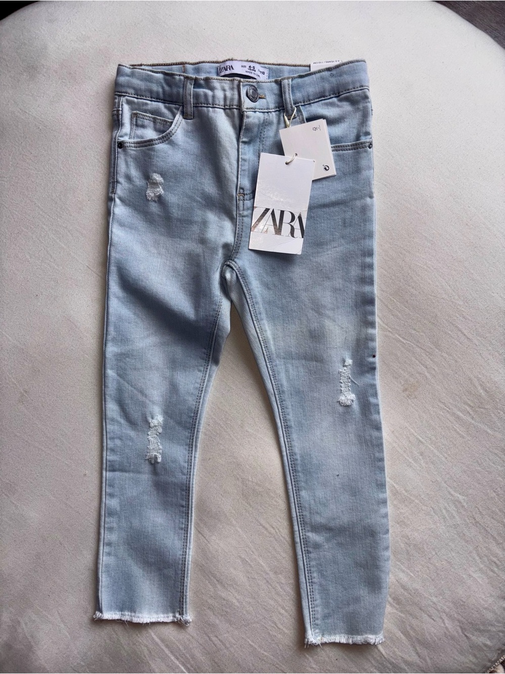 Zara Pale Blue Skinny Jeans with Distressed Accents